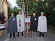 Da sinistra, il presidente della Famiglia Legnanese, Gianfranco Bononi, il Gran Maestro, Giuseppe La Rocca, il Supremo Magistrato, Lorenzo Radice, il Cavaliere del Carroccio, Riccardo Ciapparelli