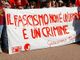 Lo triscione portato in corteo il 25 aprile