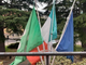 Le bandiere a mezz'asta in municipio