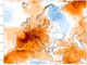 La cartina postata da Gianluca Bertoni in cui si nota l'anomalia dei 10 gradi in più rispetto alla media che durerà ancora per giorni