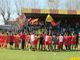 Un'immagine dell'aprile scorso: i giocatori del Bra festeggiano la promozione in Serie C davanti ai propri tifosi