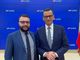 Davide Quadri con il primo ministro polacco Morawiecki