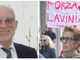A sinistra: Fabio Limido. A destra: la moglie Marta Criscuolo durante la manifestazione di sabato