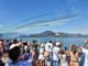 In alto: Ghersi aveva 34 anni. In basso: le Frecce Tricolori nella loro ultima esibizione sui cieli del Lago Maggiore