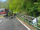 Le immagini dell'incidente mortale di sabato pomeriggio sulla provinciale a Luino nei pressi della diga di Creva