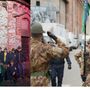 A sinistra i primi alpini di Busto arrivati a Biella, a destra un'immagine dal sito dell'Adunata
