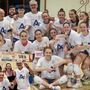 Nel riquadro Paola Egonu con la Famiglia Lualdi a festeggiare la promozione in A2 di Villa Cortese - Foto Gianluigi Rossi