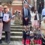 A sinistra Riccardo e Paola Comerio; a destra in alto Mauro e Cinzia Ghisellini con Antonio Tosi, sotto Maria Iannone e ancora Silvana Marangoni e i ragazzi dell'Isis