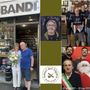 Giuseppe e la moglie davanti al bar, al centro l'amico Pier, a lato i tifosi della Pro e gli Amici del Sigaro tra i quali il sindaco