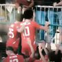 L'esultanza di Mastroianni dopo il gol del temporaneo pareggio (immagine Sky)