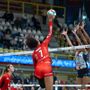 Valentina Diouf in una fase di gioco contro Bergamo (foto Uyba - Gabriele Alemani)
