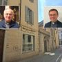 La libreria della Basilica, a pochi passi da San Giovanni. Nei riquadri, monsignor Severino Pagani e don Stefano Guidi (foto dal sito della Chiesa di Milano)
