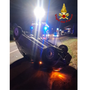 L'auto che si è ribaltata a Brebbia questa notte in via Della Vignetta