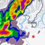 Il radar di Meteo Svizzera con il fronte temporalesco con grandine in spostamento da sudovest prima delle 15 di oggi