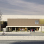 Rendering del palazzetto dello sport che sorgerà a Moriggia