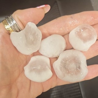 La grandine caduta questa mattina in Brianza (foto di Giusy Olivieri da NaturalMeteo)