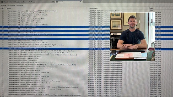 Alcune segnalazioni sui problemi riscontrati con il Siss - Sistema informativo sociosanitario. Nel riquadro il dottor Bisaccia