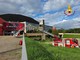 L'intervento dei vigili del fuoco per il crollo dell'ingresso dell'E-Work Arena di Busto Arsizio