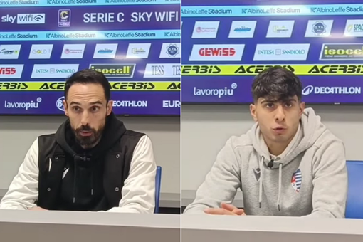 Bolzoni e Desogus dopo il pareggio con l'Albinoleffe