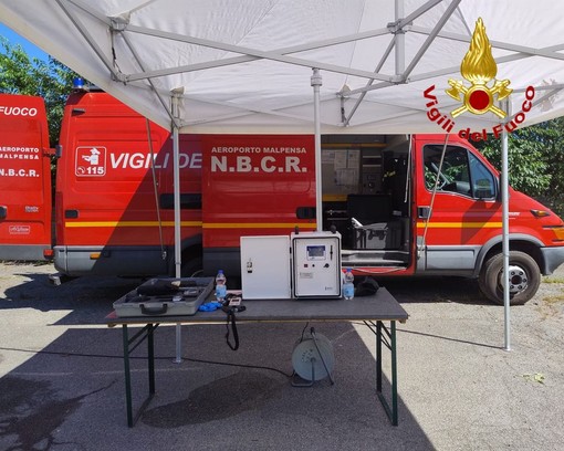 L'intervento degli specialisti dei vigli del fuoco a Castelseprio