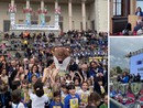 Claudia Colla in tre momenti delle celebrazioni per la "Festa dell'Europa"
