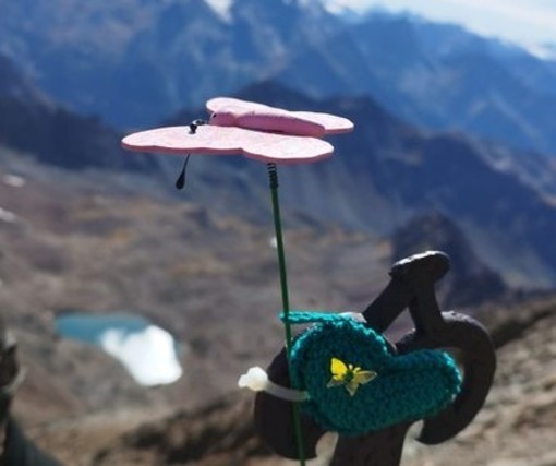 La farfalla de La Casa di Chiara sulla vetta del Monte Emilius, a 3.560 metri