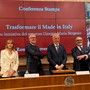 Da sinistra Silvana Pezzoli, vicepresidente Confindustria Moda,  Luca Sburlati, presidente, Giorgio Maria Bergesio senatore,  Gianfranco Di Natale direttore generale CM