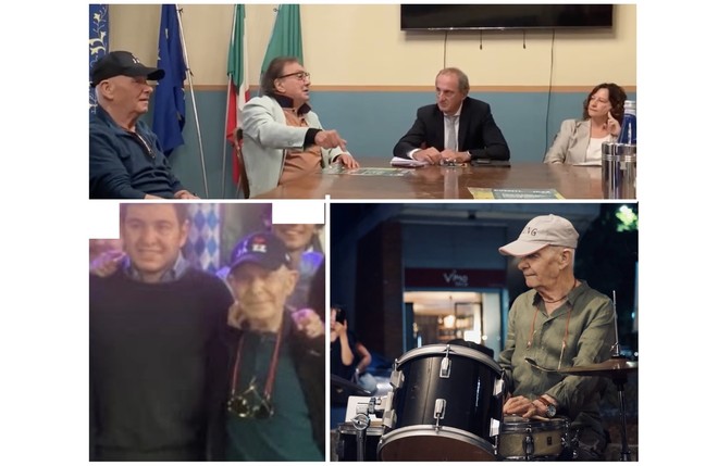 I volti di Gianni: la vulcanica presentazione di Eventi in Jazz, con il vicesindaco Folegani da Gemia tempo fa e in una foto di Filippo D'Angelo