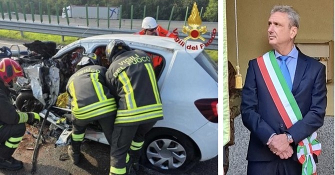 L'incidente e a destra il sindaco Ottaviani L'incidente e a destra il sindaco Ottaviani