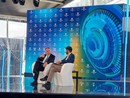 Il presidente di Confindustria Emanuele Orsini sul palco dell'Assemblea Generale di Varese