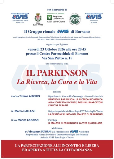 Avis a Borsano aiuta a capire meglio il Parkinson Avis a Borsano aiuta a capire meglio il Parkinson