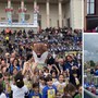 Claudia Colli in tre momenti delle celebrazioni per la &quot;Festa dell'Europa&quot;