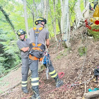L'intervento dei vigili del fuoco a Duno