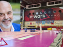 L'e-work Arena di Busto (foto ufficiale Uyba) ospiterà il primo ministro albanese Edi Rama (foto dalla sua pagina Facebook)