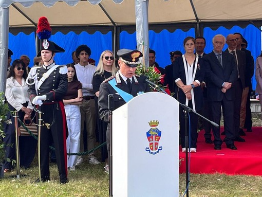 Il comandante provinciale dei carabinieri di  Varese Marco Gagliardo durante il suo discorso