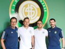 Foto Aldo Massarutto (U.S.D. Castellanzese 1921). Da sinistra: il Responsabile tecnico di Galassia Neroverde Salvatore Realmuto, il Vice Presidente dell'F.C. Lonate Ceppino Claudio Roscelli, il Ds Alessandro Alfieri e il Collaboratore tecnico di Galassia Neroverde Luca Guidomandri