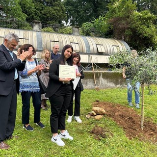 La cerimonia di piantumazione dell'ulivo in memoria di Daniele alla scuola di Gazzada Schianno
