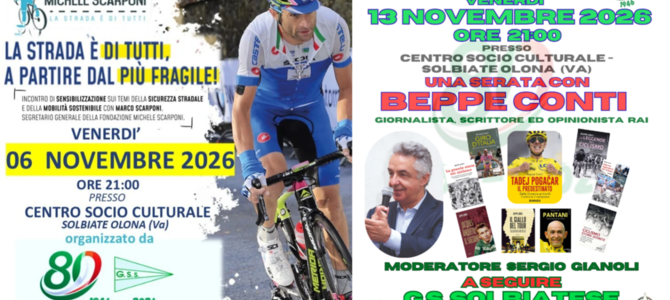 Ottant’anni sui pedali: il Gs Solbiatese festeggia la sua storia tra campioni, sicurezza stradale e la scaletta Ottant’anni sui pedali: il Gs Solbiatese festeggia la sua storia tra campioni, sicurezza stradale e la scaletta