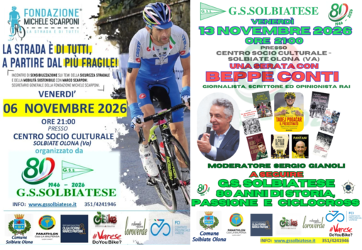 Ottant’anni sui pedali: il Gs Solbiatese festeggia la sua storia tra campioni, sicurezza stradale e la scaletta