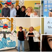 La cerimonia di questa mattina all'Einaudi in ricordo di Giorgio Sagliocco (in foto in altro a destra). In basso a destra: Sara Vetrano La cerimonia di questa mattina all'Einaudi in ricordo di Giorgio Sagliocco (in foto in altro a destra). In basso a destra: Sara Vetrano