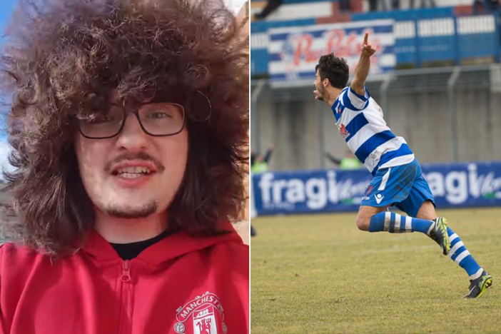 Frank Ilett (profilo instagram @theunitedstrand) e una esultanza Pro Patria 2016/17