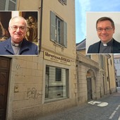 La libreria della Basilica, a pochi passi da San Giovanni. Nei riquadri, monsignor Severino Pagani e don Stefano Guidi (foto dal sito della Chiesa di Milano) La libreria della Basilica, a pochi passi da San Giovanni. Nei riquadri, monsignor Severino Pagani e don Stefano Guidi (foto dal sito della Chiesa di Milano)