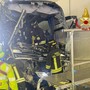 Il bus incidentato a Lomazzo