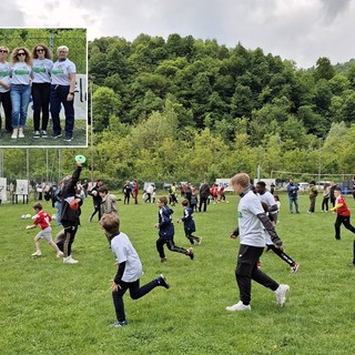 Un momento di gioco nel centro di Juventus One, nel riquadro la delegazione LookAut - Awareness is not enough