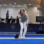 Marta Cammilletti esulta un attimo dopo aver vinto all'ultima stoccata contro la russa Biryukova
