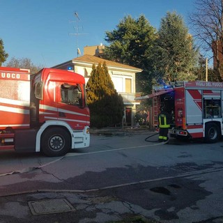 I Vigili del fuoco in via Rodari