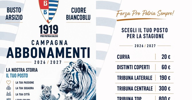 La grafica della Pro Patria sugli abbonamenti La grafica della Pro Patria sugli abbonamenti