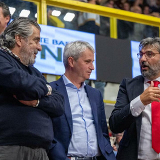 Da sinistra: Malerba, Galimberti e Pirola alla e-work Arena di Busto (foto Galbiati)