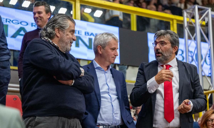 Da sinistra: Malerba, Galimberti e Pirola alla e-work Arena di Busto (foto Galbiati)