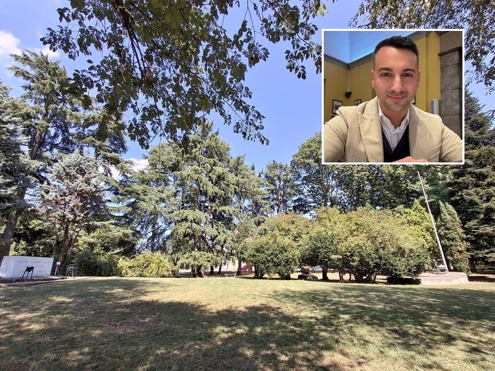 Il parco di viale Rimembranze, nel riquadro il consigliere Marra Il parco di viale Rimembranze, nel riquadro il consigliere Marra